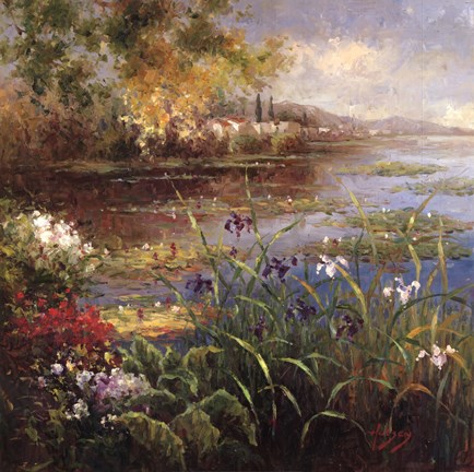 Framed Village Pond Print