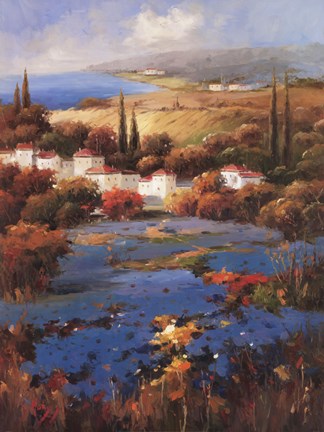 Framed Villagio Blu Print