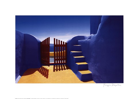 Framed Gate with Yellow Steps Print