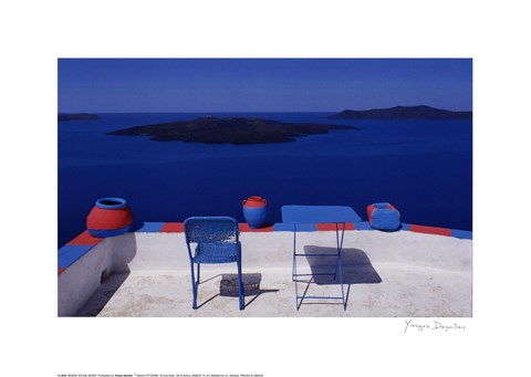 Framed View with Blue and Pink Print