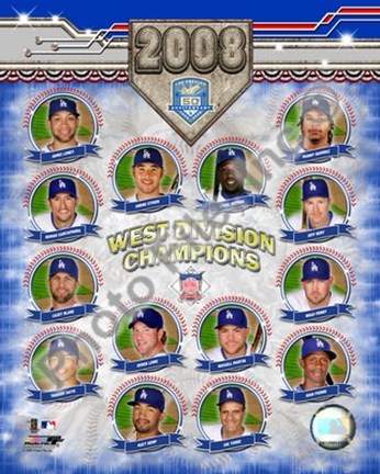 Framed 2008 Los Angeles Dodgers West Division Champs Composite Print