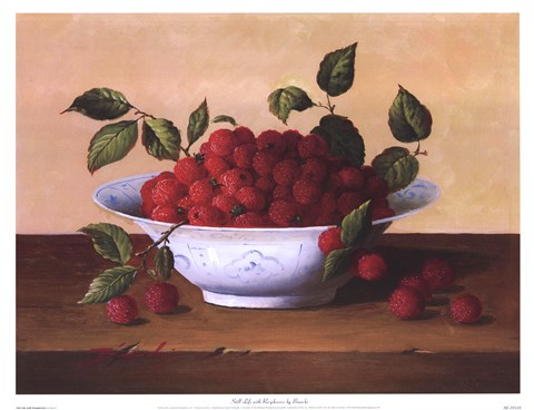Framed Still Life With Raspberries Print