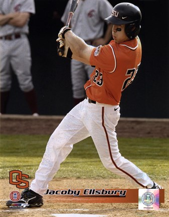 Framed Jacoby Ellsbury Oregon State University Beavers Batting Action Print