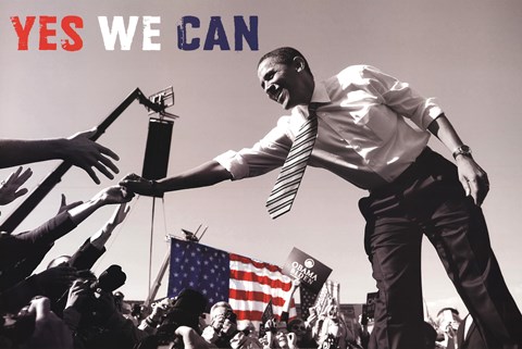 Framed Barack Obama:  Yes We Can (crowd) Print