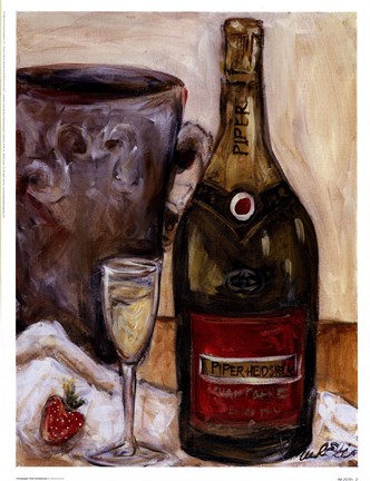 Framed Champagne And Strawberries Print