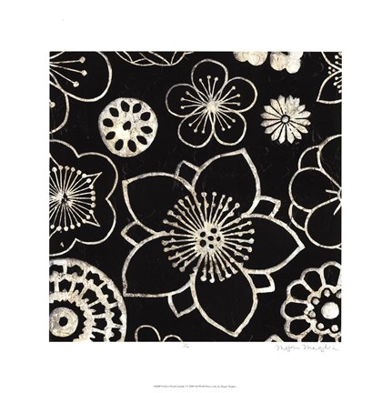 Framed Silver Floral Cascade I Print