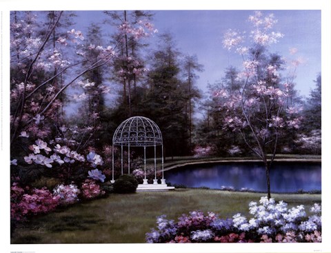 Framed Lakeside Gazebo Print