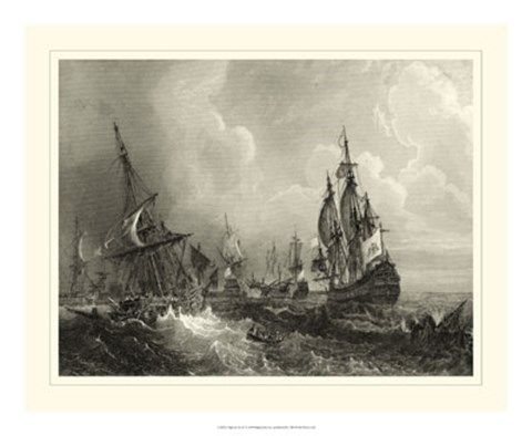 Framed Ships at Sea II Print