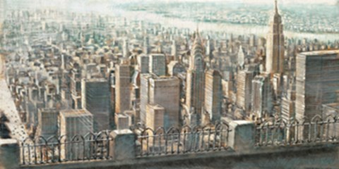 Framed City View of Manhattan Print