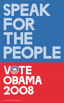 Framed Barack Obama - (Speak for People-blue) Campaign Poster Print