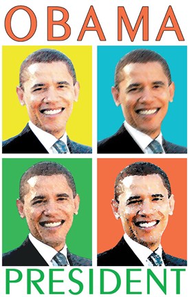 Framed Barack Obama - (4 Faces) Campaign Poster Print