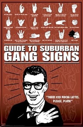 Framed Suburban Gang Signs Print