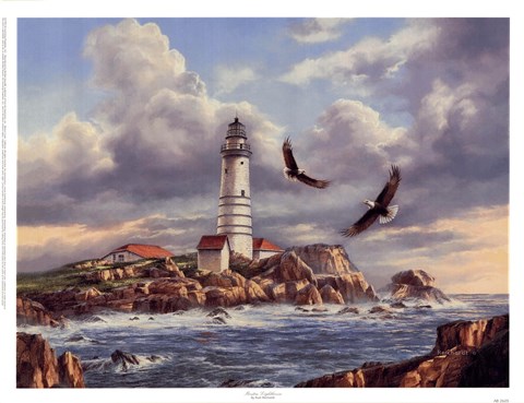 Framed Boston Lighthouse Print