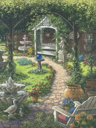 Framed Blue Gazing Ball Print