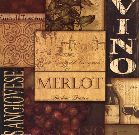Framed Wine Collage Red &amp; White II Print