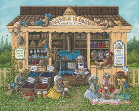 Framed Bessie Bear&#39;s Country Store Print