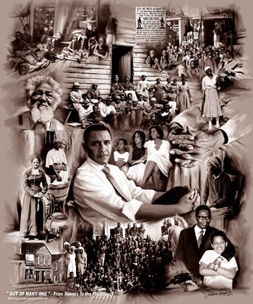 Framed Obama: Out of Many One: From Slavery to the Presidency Print