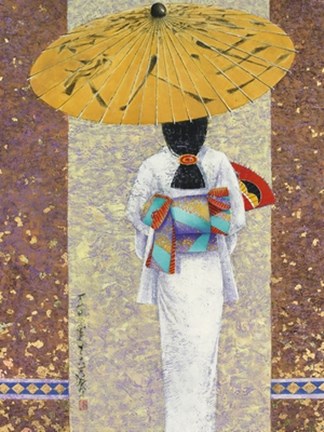 Framed Girl in Kimono I (Metallic Print) Print