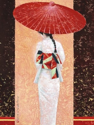 Framed Girl in Kimono II (Metallic Print) Print