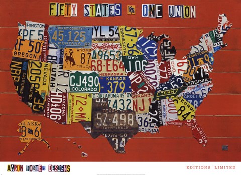 Framed Fifty States, One Nation Print