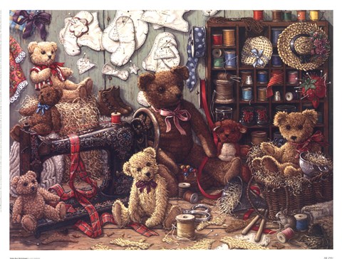 Framed Teddy Bear Workshoppe Print