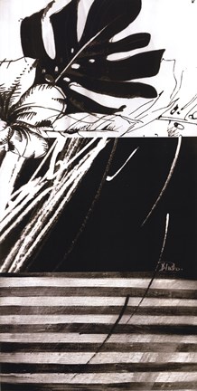 Framed Black &amp; White Leaves II Print