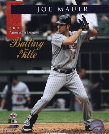 Framed Joe Mauer 2008 American League Batting Title With Overlay Print