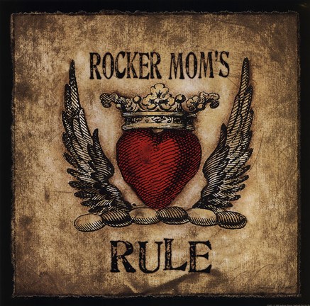 Framed Rocker Mom&#39;s Rule Print