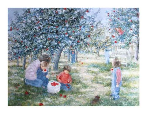 Framed Picking Apples Print
