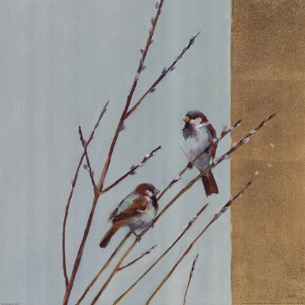 Framed Blue Sparrow Willow I Print