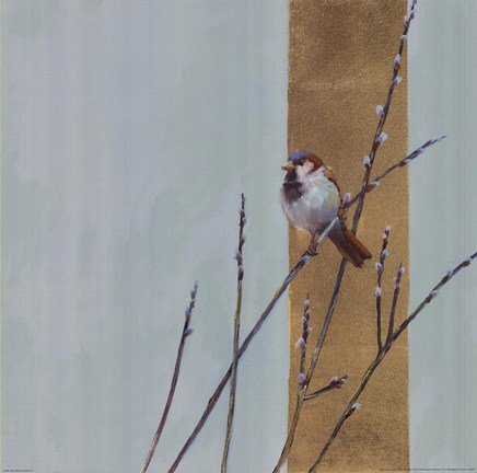 Framed Blue Sparrow Willow II Print