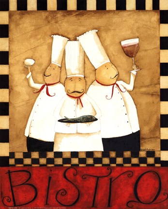 Framed 3 Chefs Wine Bistro 1 Print