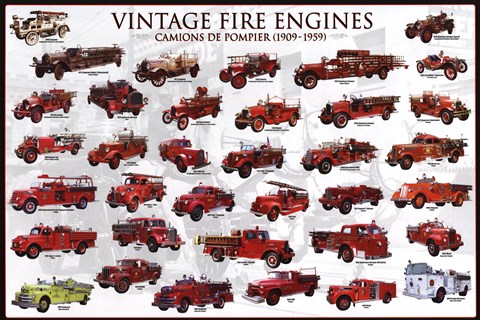 Framed Vintage Fire Engines Print