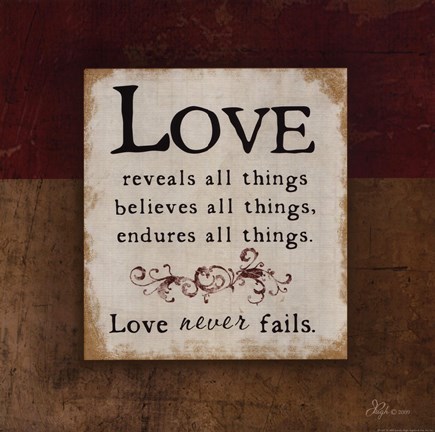 Framed Love Never Fails Print
