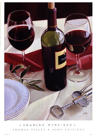 Framed Sharing Wine - Red Print