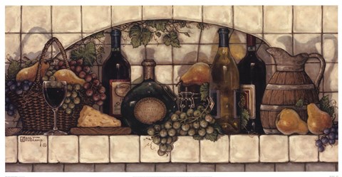 Framed Wine, Fruit, &#39;N Cheese Pantry Print