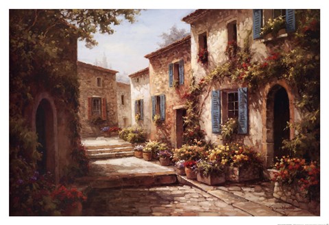 Framed Walkway of Flowers Print