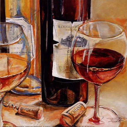 Framed Red Wine for Two Print