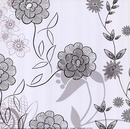 Framed White Lace Floral Print