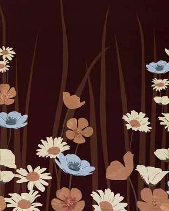 Framed Chocolate Daisy Meadow Print