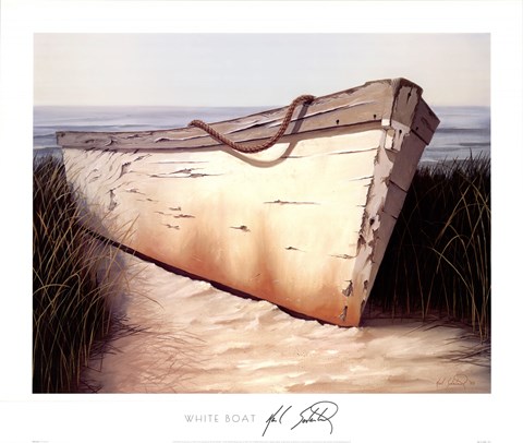 Framed White Boat Print