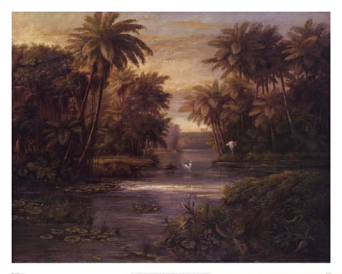 Framed Lagoon At Daybreak Print