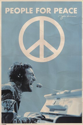 Framed John Lennon- People For Peace Print