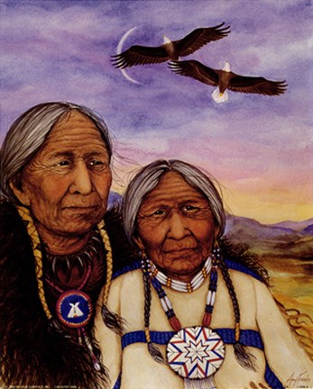 Framed Old Indian Couple Print