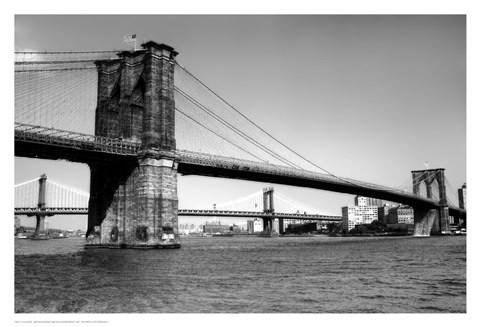 Framed Brooklyn Bridge and Manhattan Bridge, Day Print