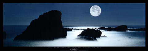 Framed Full Moon Over Laguna Beach, California Print