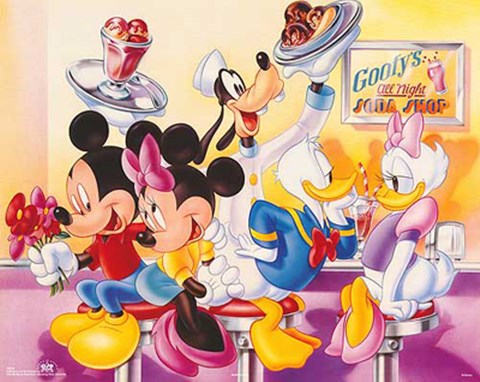 Framed Mickey &amp; Friends: Goofy&#39;s Soda Shop Print