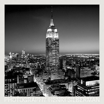 Framed Empire State Building at Night Print