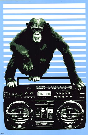 Framed Monkey Boom Box Print