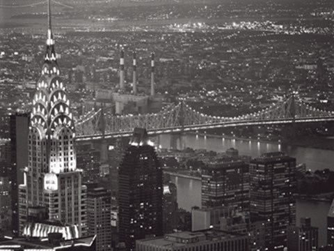 Framed Chrysler Building and Queensboro Bridge Print